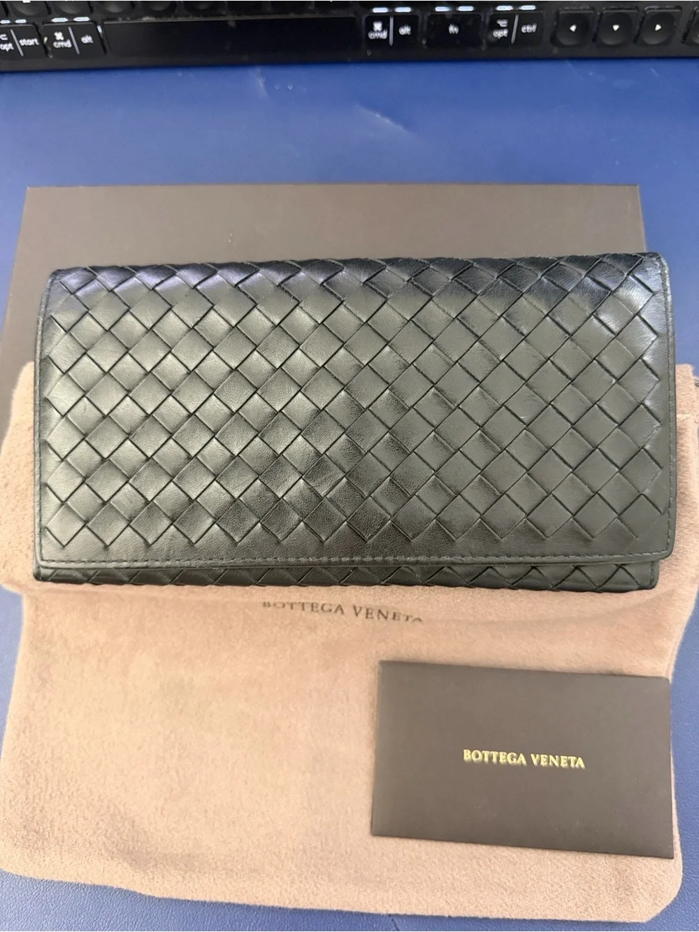 Bottega Veneta Black Intrecciato Woven Leather Continental Wallet